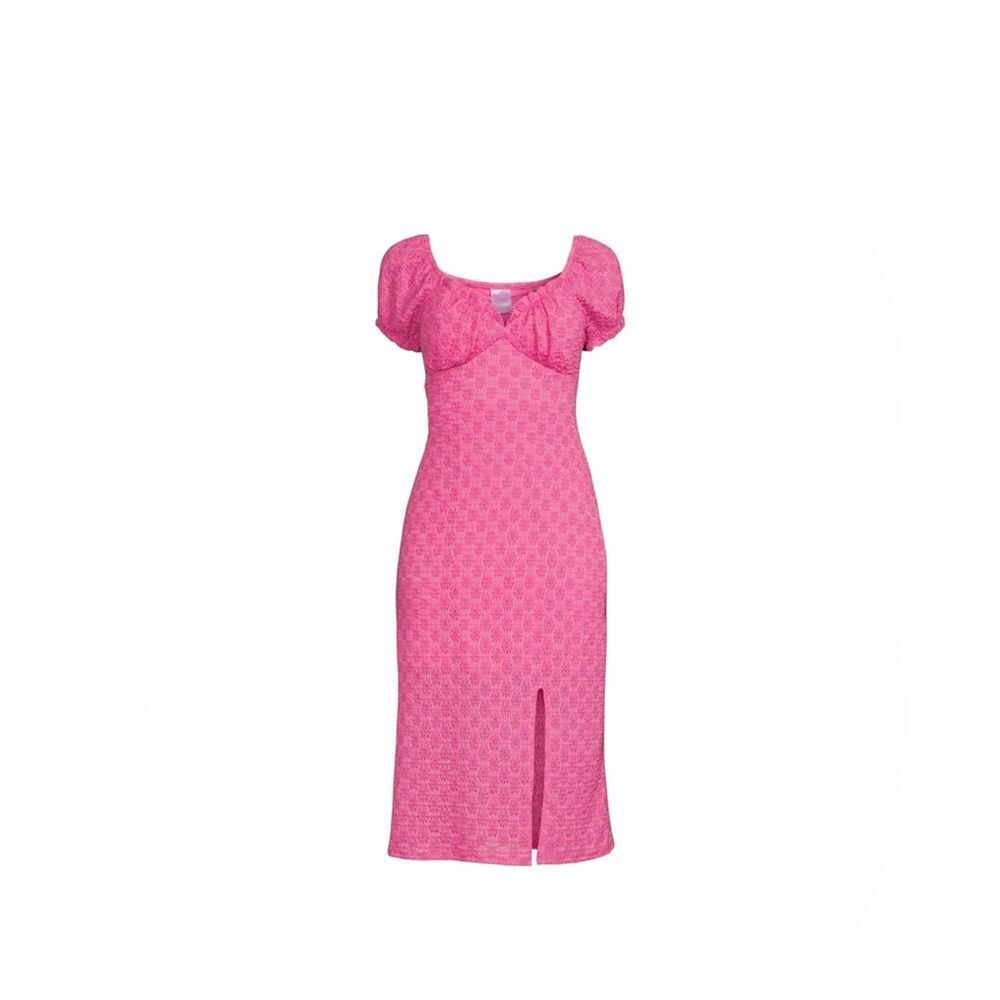 No Boundaries Pink Mid Length Floral Lace Pink Fuchsia Dress Sz M (5-7)